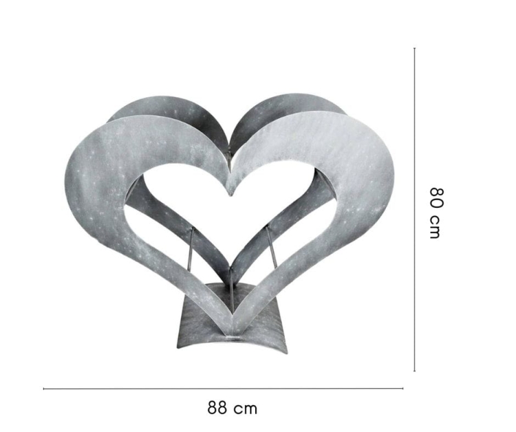 Metalowy stojak na drewno Antracyt Serce duży