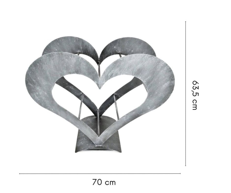 Metalowy stojak na drewno Serce, mały, antracyt