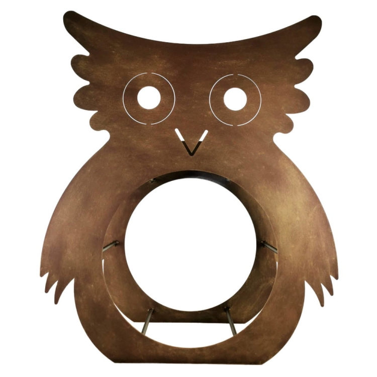 Stojak na drewno SOWA w kolorze złotej rdzy,  metalowy duży