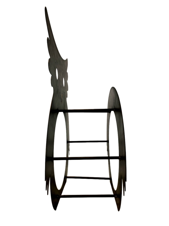 Stojak na drewno SOWA w kolorze złotej rdzy,  metalowy duży