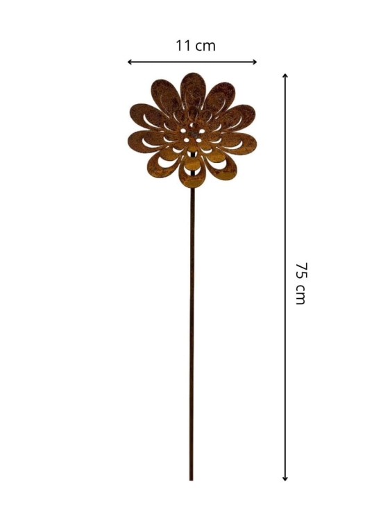Metalowy kwiat do ogrodu rdza