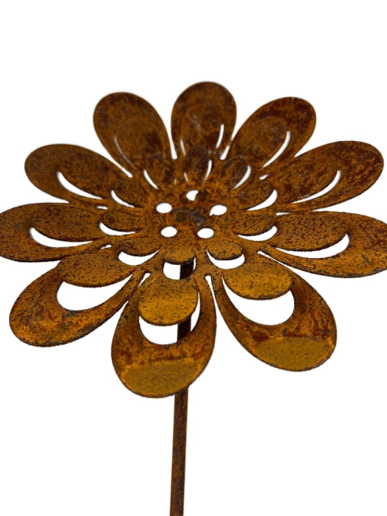Metalowy kwiatek słonecznik - dekoracja ogrodowa 3d, rdza