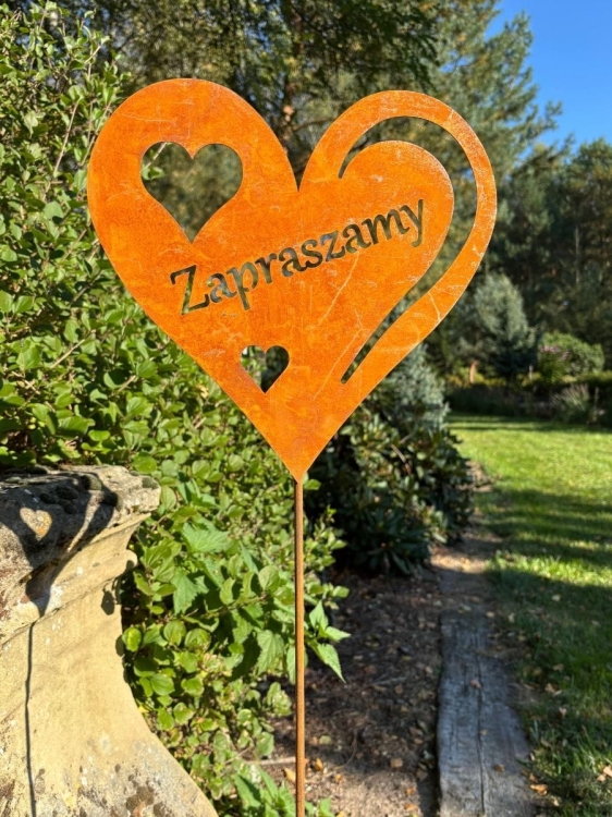 Serce rdzawa ozdoba do ogrodu