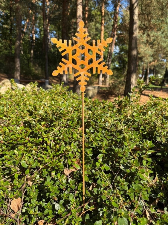 Śnieżynka rdzawa ozdoba bożonarodzeniowa do ogrodu
