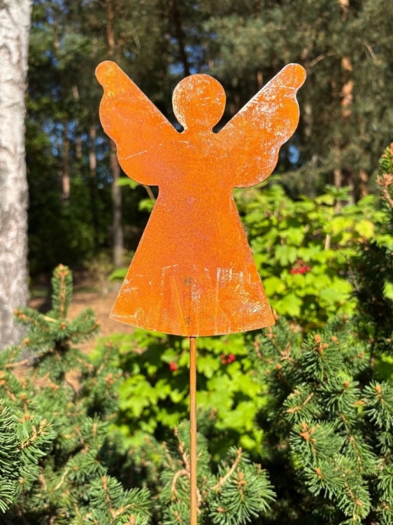 Aniołek rdzawa ozdoba do ogrodu na święta
