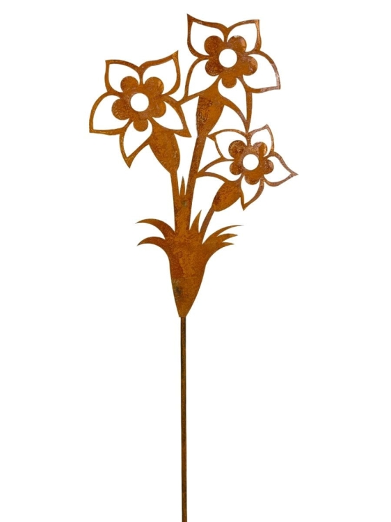 Kwiat ozdoba z metalu do ogrodu rdza