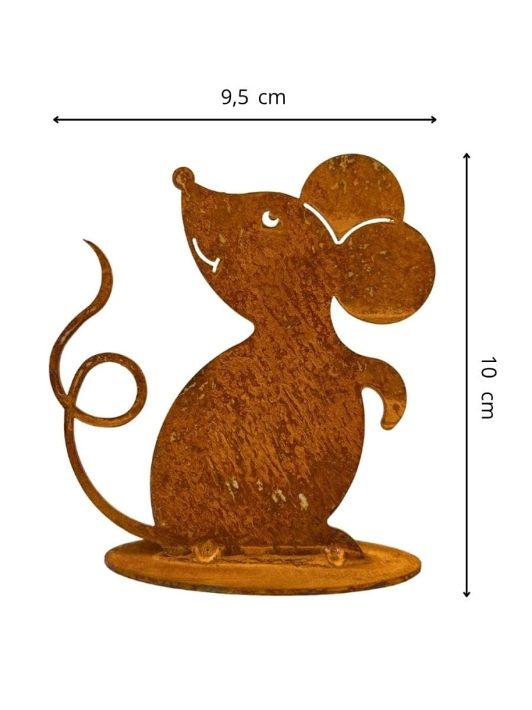 Wymiary metalowej figurki ogrodowej myszki 10 cm