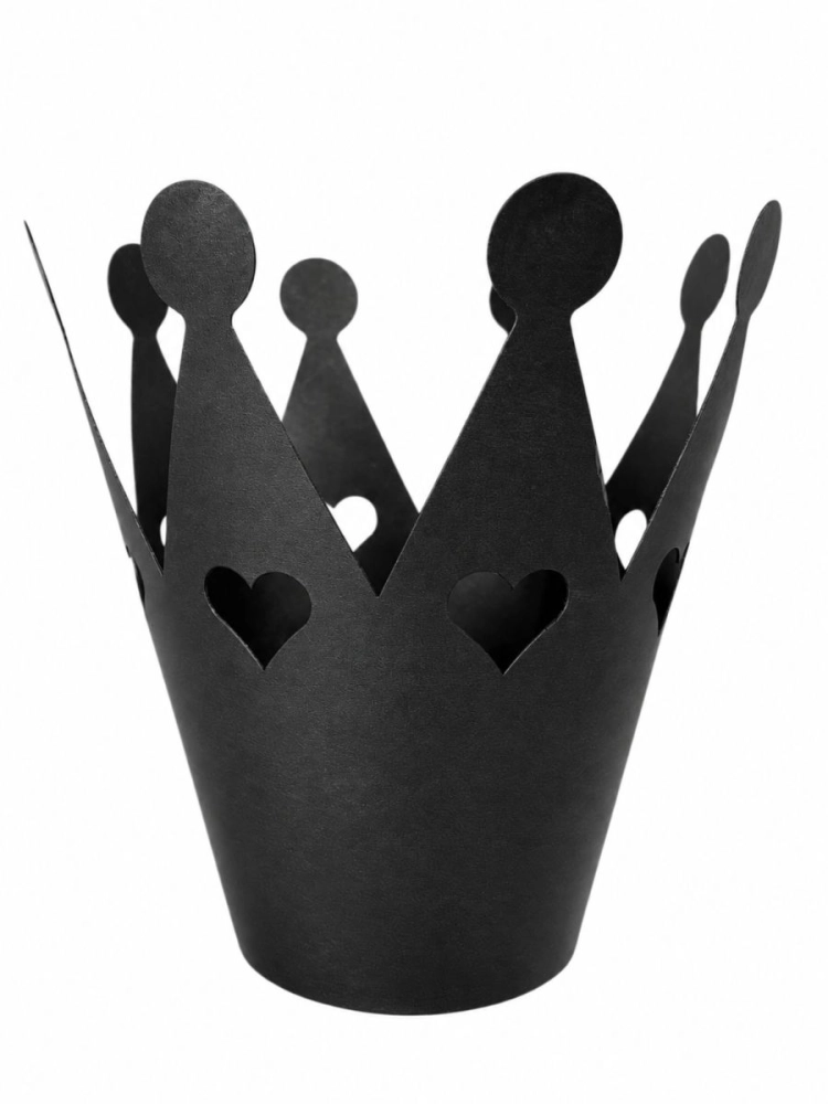 Ozdobna doniczka Korona - średnia 27 cm czarny mat
