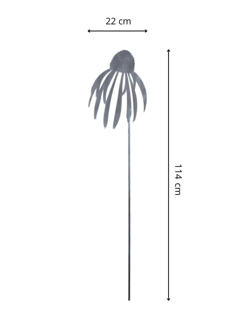 Kwiat Jeżówka 114 cm - metalowa dekoracja na pręcie wymiary