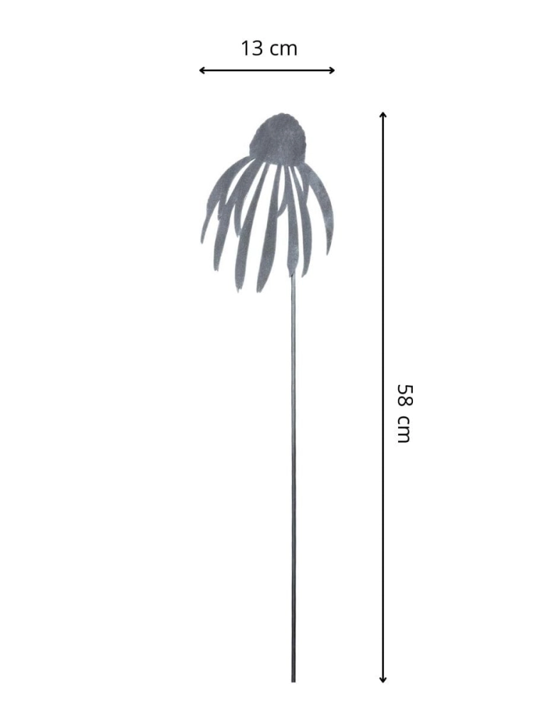 Kwiat Jeżówka 58 cm - metalowa dekoracja na pręcie wymiary