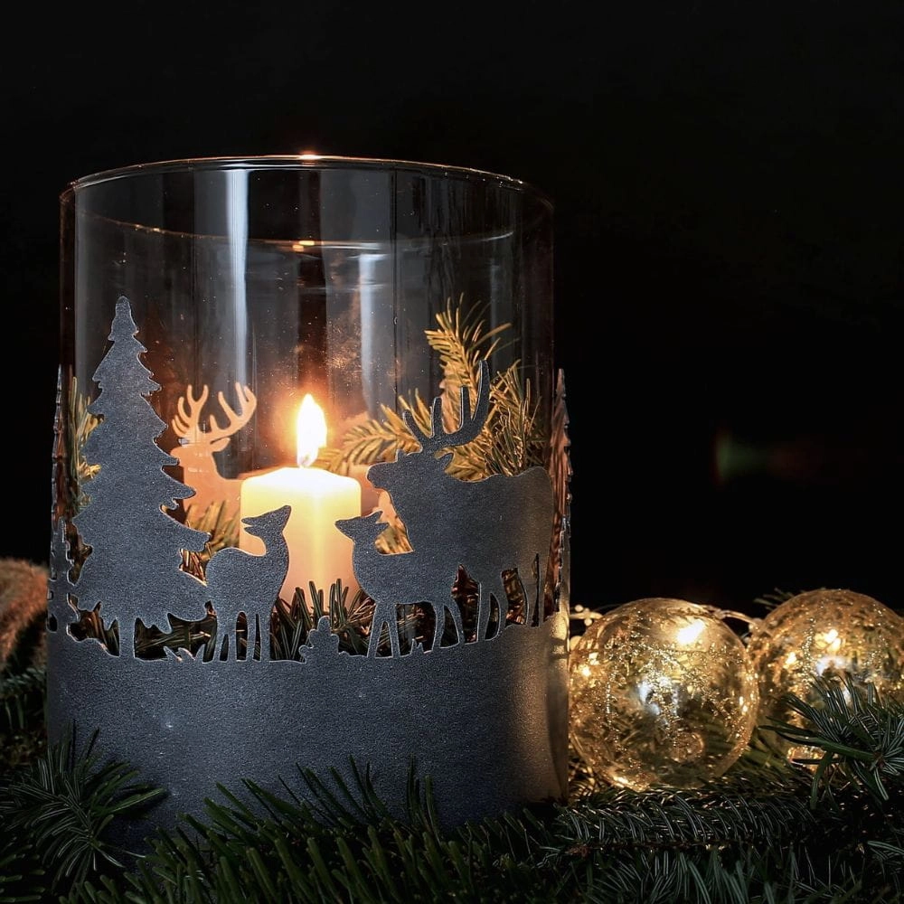Lampion Leśny z wkładem szklanym - duży podświetlony