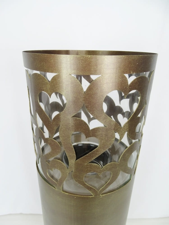 Metalowa kolumna ozdobna Walenty w kolorze złotej rdzy - wyjątkowa dekoracja podświetlająca