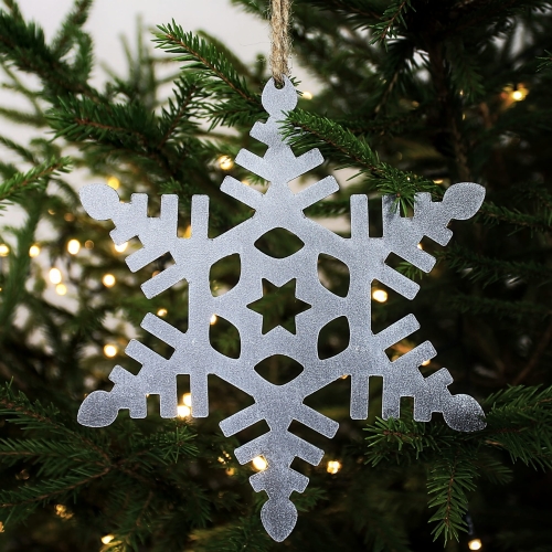 Metalowa Śnieżynka Blanka do zawieszenia w kolorze antracytowym - zimowa biżuteria ogrodowa