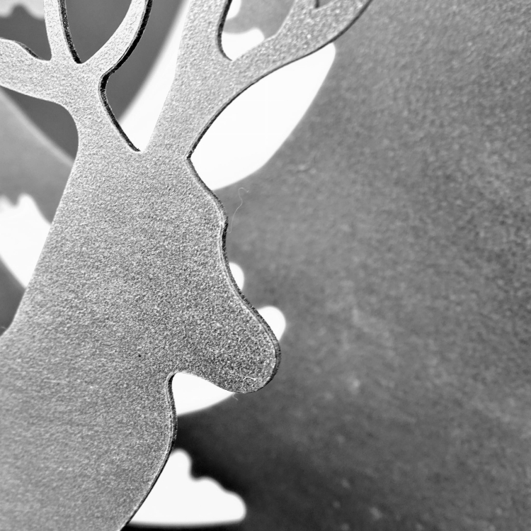 Metalowy Świecznik z wkładem szklanym Jelonki w kolorze antracytowym - świąteczna dekoracja podświetlająca