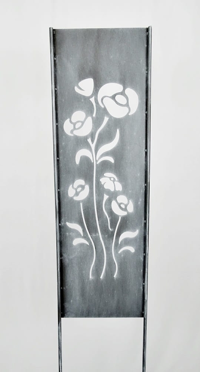 Szyld ogrodowy z motywem maków w kolorze antracytu - świetne dopełnienie Twojego ogrodu