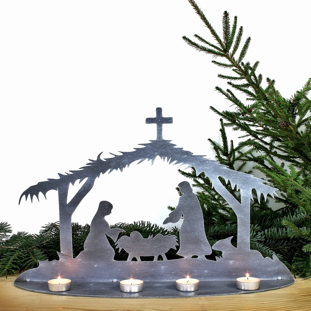 Metalowa szopka bożonarodzeniowa San Giuseppe w kolorze antracytowym