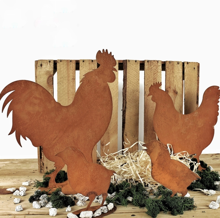 Kogut Poldek na podstawce figurka ogrodowa rdza.JPG