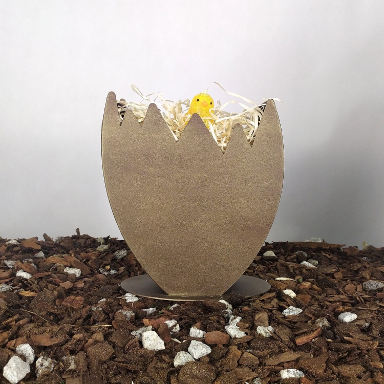 Jajko Małe do obsadzenia - doniczka w efekcie złotej rdzy.jpg