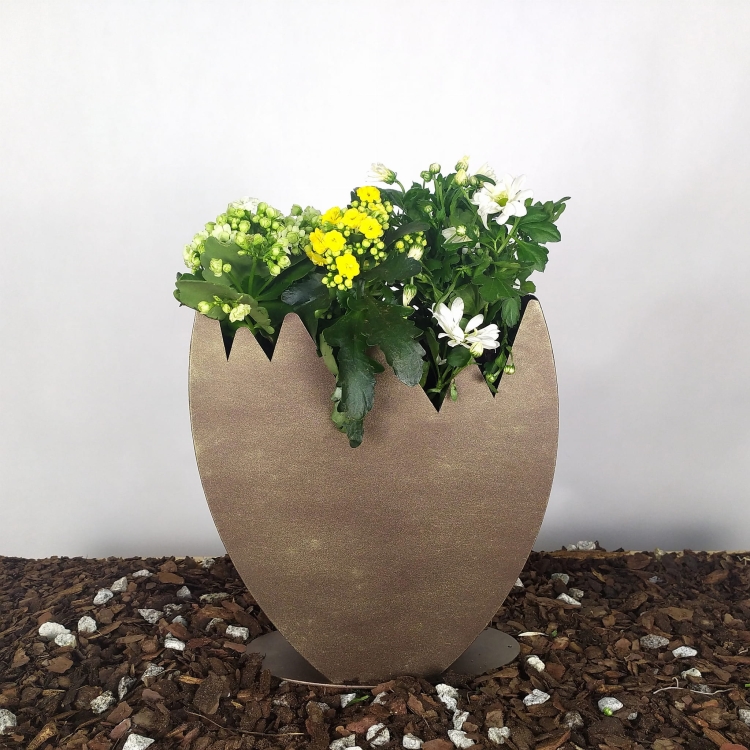 Jajko Małe do obsadzenia - doniczka w efekcie złotej rdzy.jpg