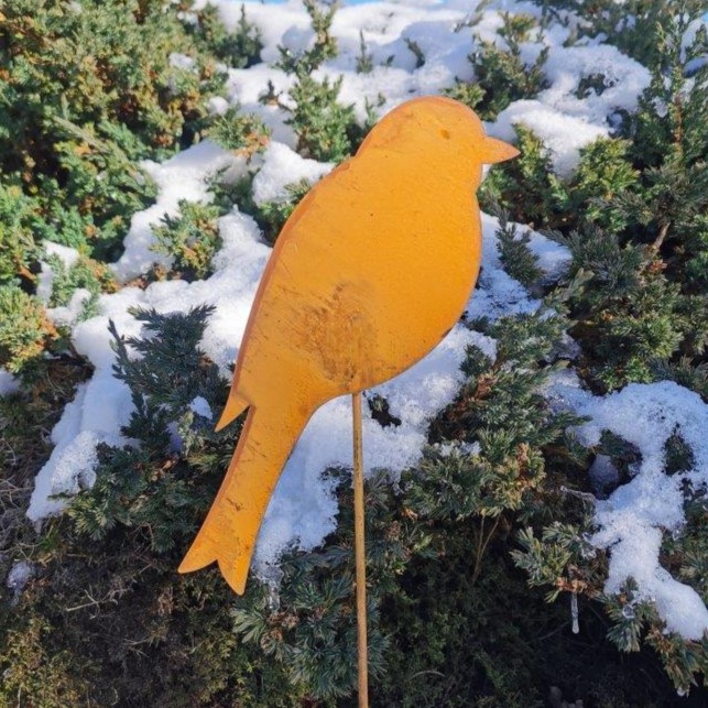 Ptak bogatka naturalna rdza na pręcie - zimowy ogród